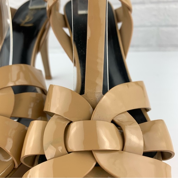 Saint Laurent Tribute Patent Leather Sandal Heels Size 39.5 - Picture 4 of 16
